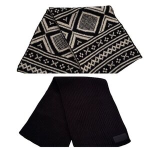 2 Scarves Victoria's Secret Black Ribbed & Infinity Southwestern Aztec